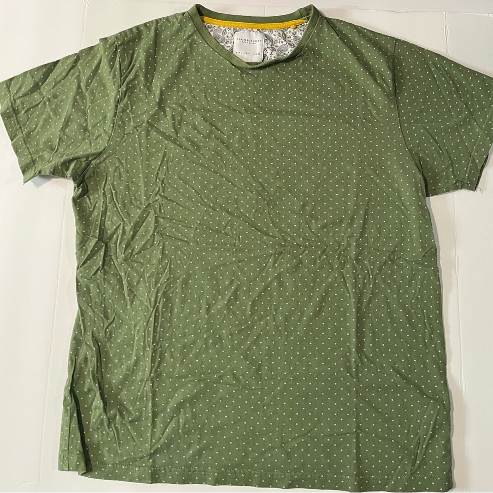 Denim & Flower Olive Green Short Sleeve Polka Dot Tee